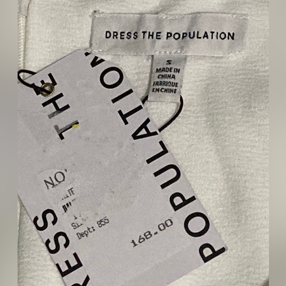 NWT Dress the Population Elle Sweetheart Neck Sheath White Midi Dress - Sz S - Picture 5 of 8